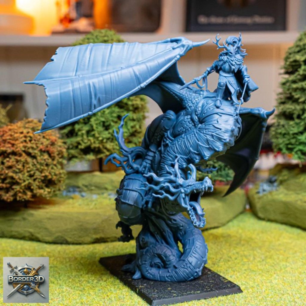Feral Elf Prince Dragon Rider Miniature | Highlands Miniatures Resin Wargame Model - Border3d