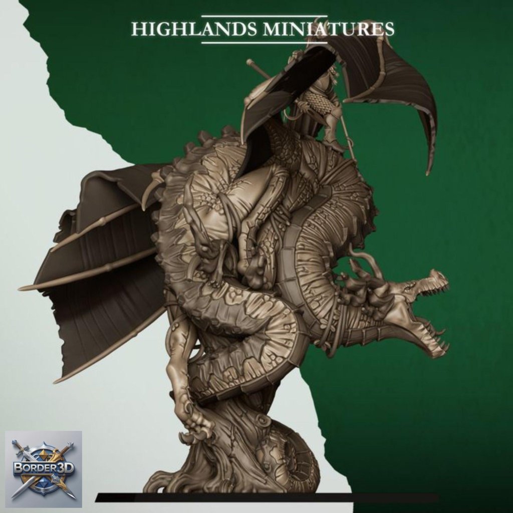 Feral Elf Prince Dragon Rider Miniature | Highlands Miniatures Resin Wargame Model - Border3d