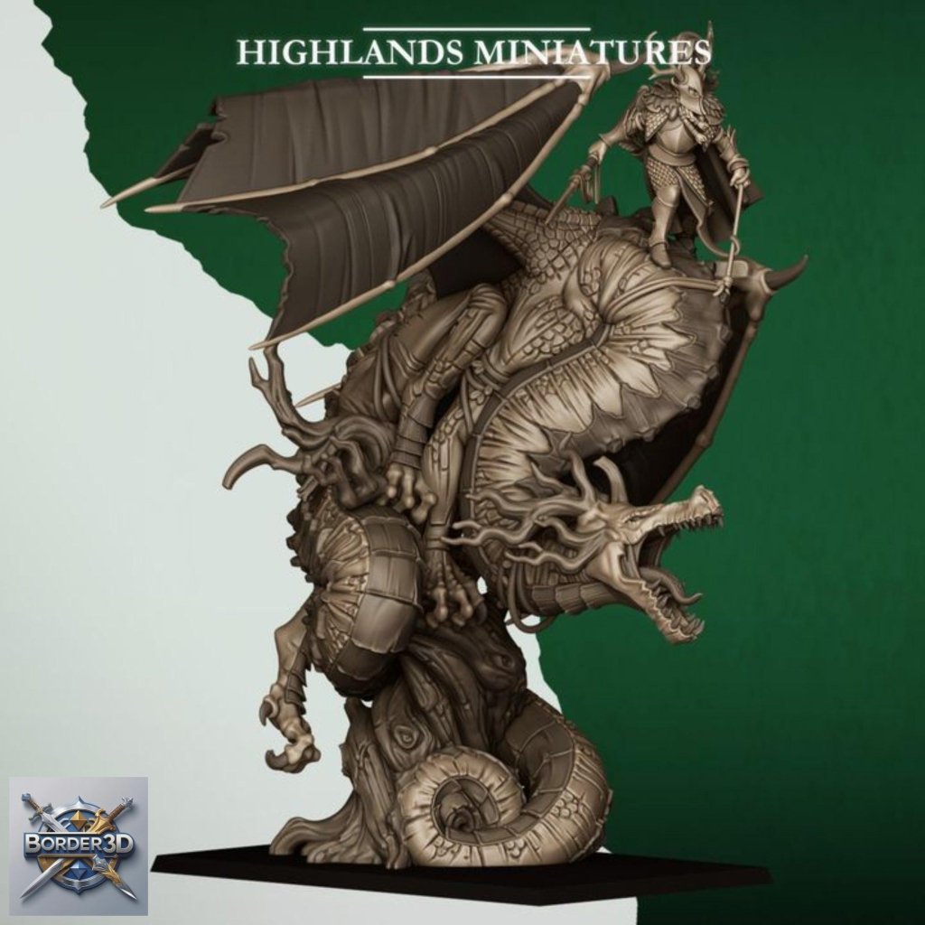 Feral Elf Prince Dragon Rider Miniature | Highlands Miniatures Resin Wargame Model - Border3d