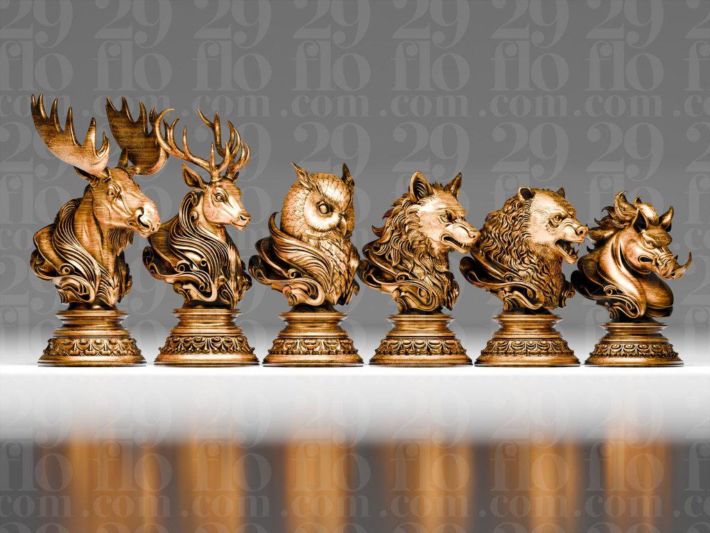 Forest Animals Chess Set | 3D Printed Resin Wildlife Pieces (32-Piece Collector Game) - Border3d