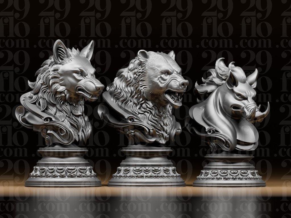 Forest Animals Chess Set | 3D Printed Resin Wildlife Pieces (32-Piece Collector Game) - Border3d