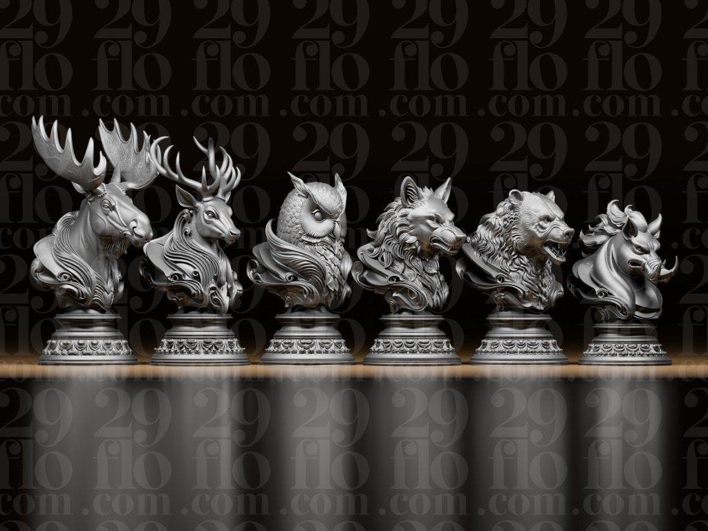 Forest Animals Chess Set | 3D Printed Resin Wildlife Pieces (32-Piece Collector Game) - Border3d