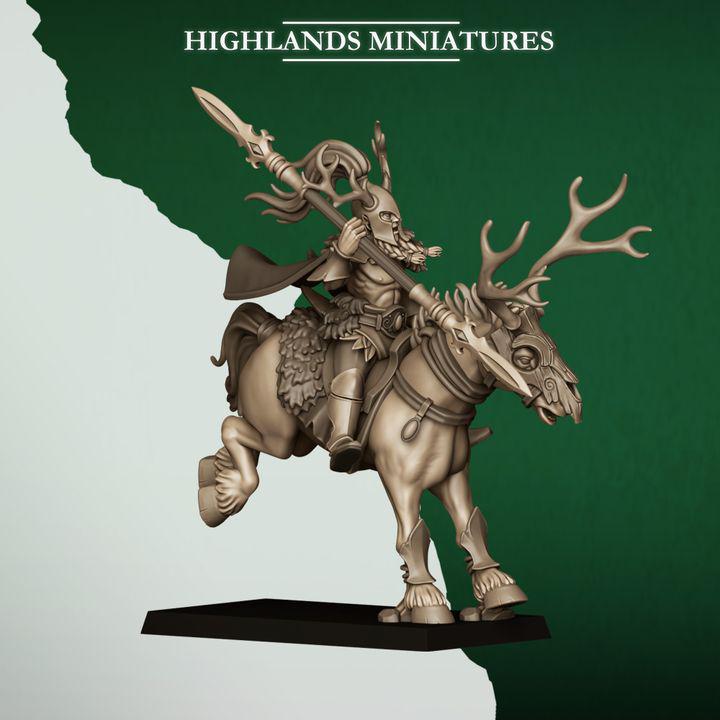 Forest Riders Cavalry Miniatures | Feral Elves Heavy Cavalry 28mm 32mm 3D Printed DnD RPG Wargaming | Highlands Miniatures - Border3d