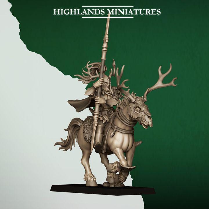 Forest Riders Cavalry Miniatures | Feral Elves Heavy Cavalry 28mm 32mm 3D Printed DnD RPG Wargaming | Highlands Miniatures - Border3d
