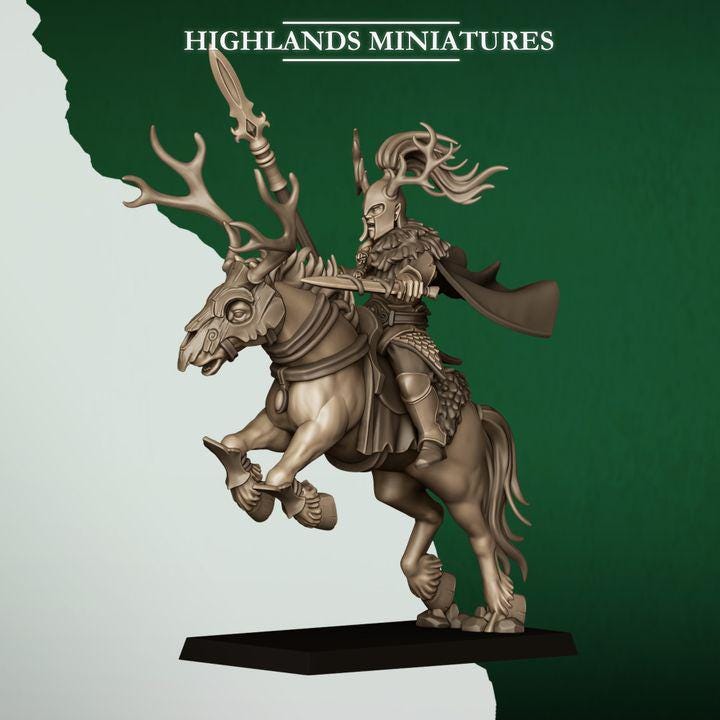 Forest Riders Cavalry Miniatures | Feral Elves Heavy Cavalry 28mm 32mm 3D Printed DnD RPG Wargaming | Highlands Miniatures - Border3d
