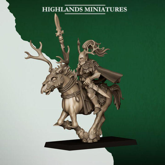 Forest Riders Cavalry Miniatures | Feral Elves Heavy Cavalry 28mm 32mm 3D Printed DnD RPG Wargaming | Highlands Miniatures - Border3d
