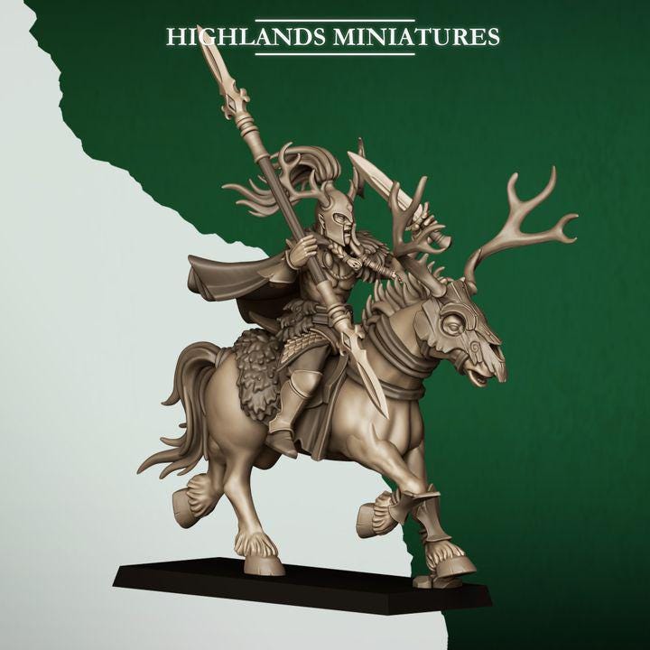 Forest Riders Cavalry Miniatures | Feral Elves Heavy Cavalry 28mm 32mm 3D Printed DnD RPG Wargaming | Highlands Miniatures - Border3d