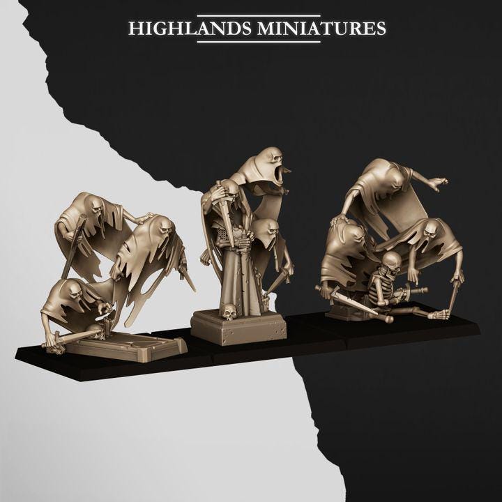 Ghost Swarms Miniatures | Spectres of Transilvanya Undead Spirit Swarm Set 28mm 32mm 3D Printed DnD RPG | Highlands Miniatures - Border3d
