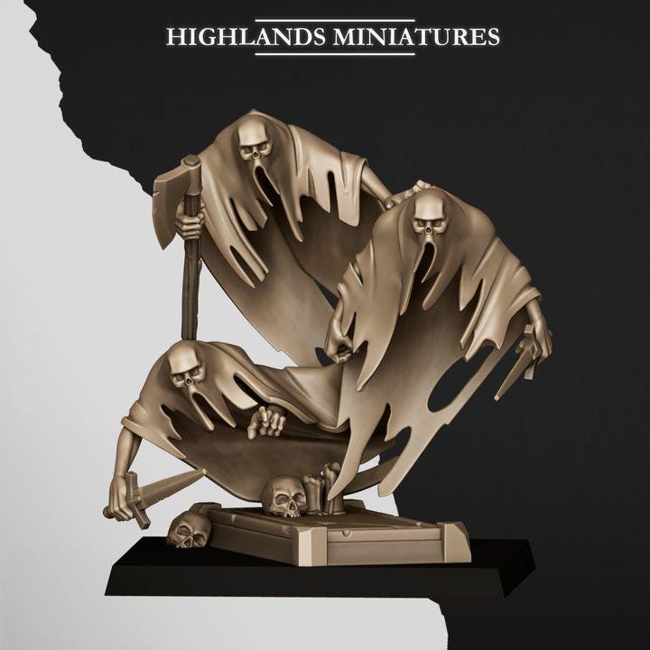 Ghost Swarms Miniatures | Spectres of Transilvanya Undead Spirit Swarm Set 28mm 32mm 3D Printed DnD RPG | Highlands Miniatures - Border3d