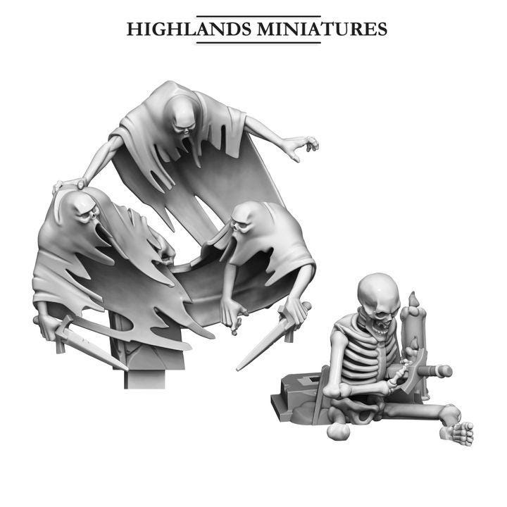 Ghost Swarms Miniatures | Spectres of Transilvanya Undead Spirit Swarm Set 28mm 32mm 3D Printed DnD RPG | Highlands Miniatures - Border3d