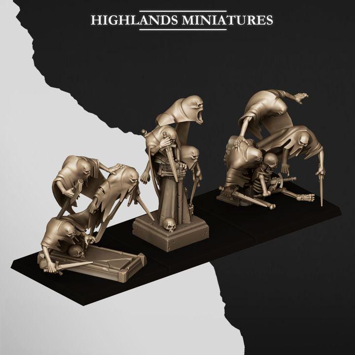 Ghost Swarms Miniatures | Spectres of Transilvanya Undead Spirit Swarm Set 28mm 32mm 3D Printed DnD RPG | Highlands Miniatures - Border3d