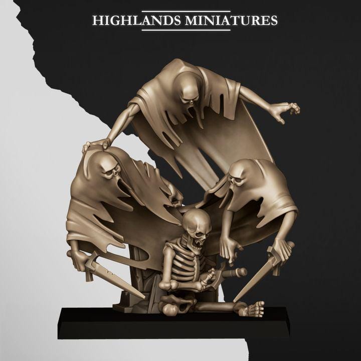 Ghost Swarms Miniatures | Spectres of Transilvanya Undead Spirit Swarm Set 28mm 32mm 3D Printed DnD RPG | Highlands Miniatures - Border3d