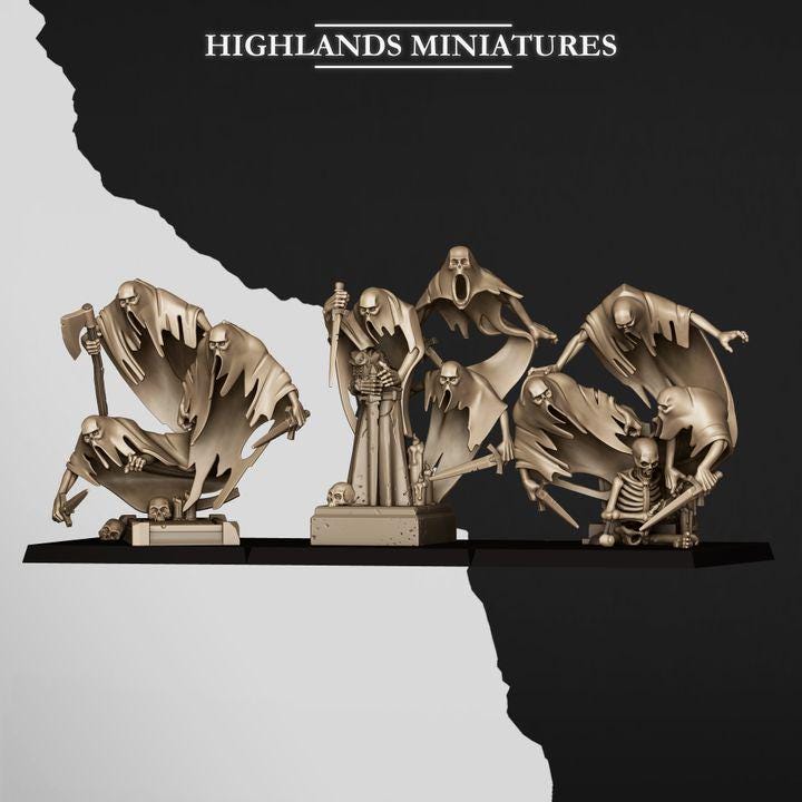 Ghost Swarms Miniatures | Spectres of Transilvanya Undead Spirit Swarm Set 28mm 32mm 3D Printed DnD RPG | Highlands Miniatures - Border3d