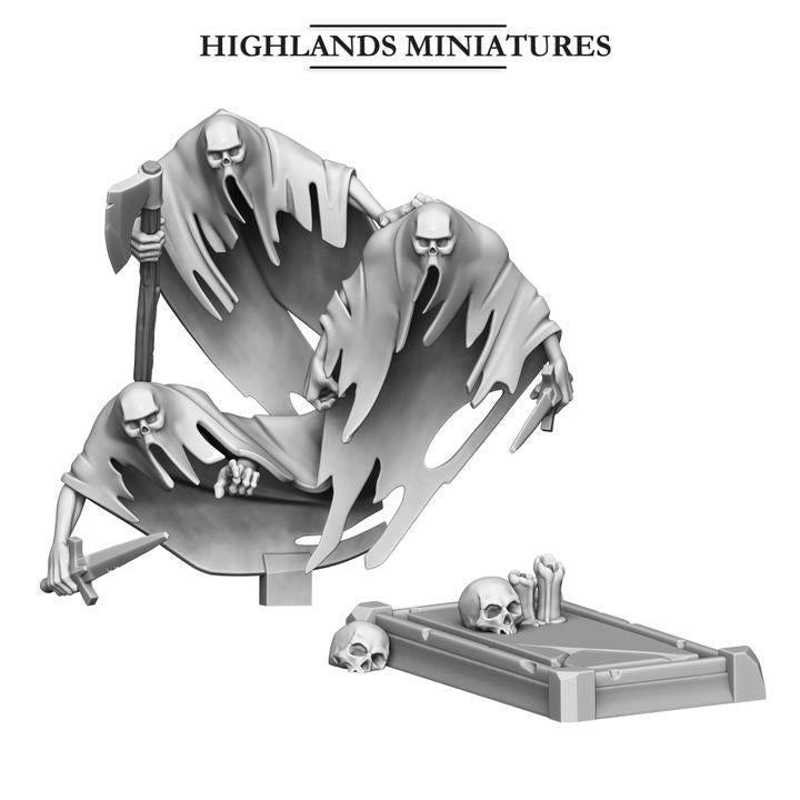 Ghost Swarms Miniatures | Spectres of Transilvanya Undead Spirit Swarm Set 28mm 32mm 3D Printed DnD RPG | Highlands Miniatures - Border3d