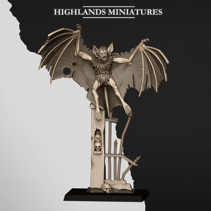 Giant Bats Miniatures | Spectres of Transilvanya Undead Vampire Crypt Bat Set 28mm 32mm 3D Printed DnD RPG | Highlands Minis - Border3d