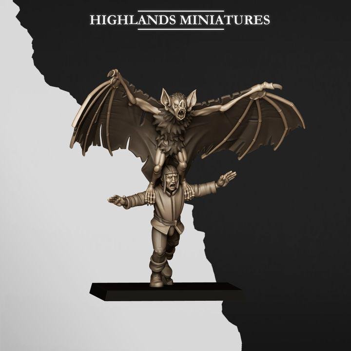 Giant Bats Miniatures | Spectres of Transilvanya Undead Vampire Crypt Bat Set 28mm 32mm 3D Printed DnD RPG | Highlands Minis - Border3d