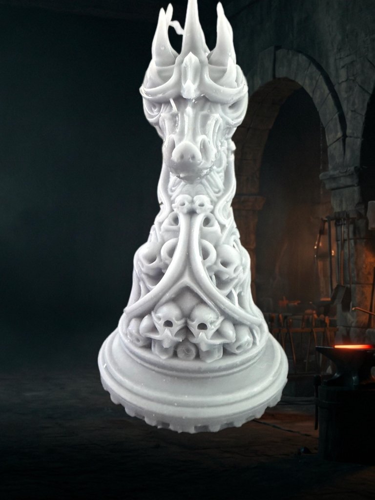 Gothic Skull Chess Set 3D Printed | 32 Piece Dark Fantasy Chess Pieces | DnD Necromancer Decor Gift | 29flo - Border3d