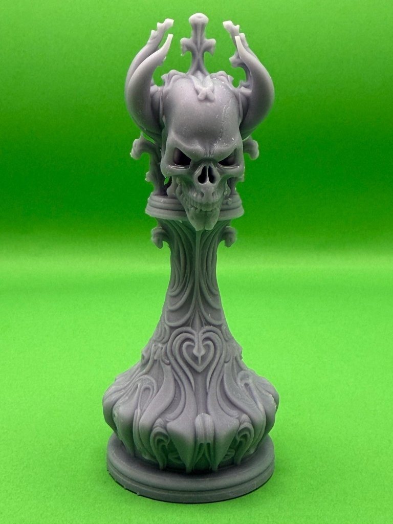 Gothic Skull Chess Set 3D Printed | 32 Piece Dark Fantasy Chess Pieces | DnD Necromancer Decor Gift | 29flo - Border3d