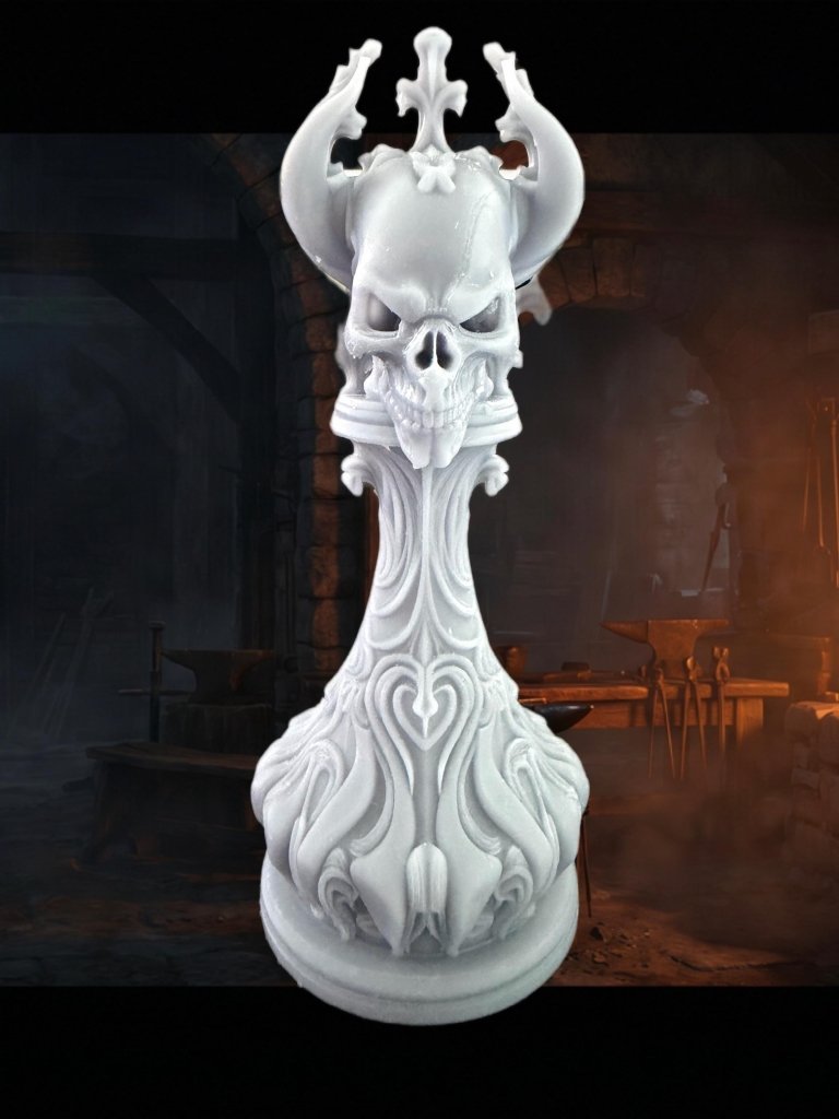 Gothic Skull Chess Set 3D Printed | 32 Piece Dark Fantasy Chess Pieces | DnD Necromancer Decor Gift | 29flo - Border3d