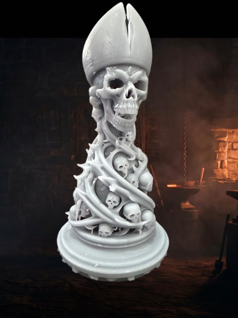 Gothic Skull Chess Set 3D Printed | 32 Piece Dark Fantasy Chess Pieces | DnD Necromancer Decor Gift | 29flo - Border3d