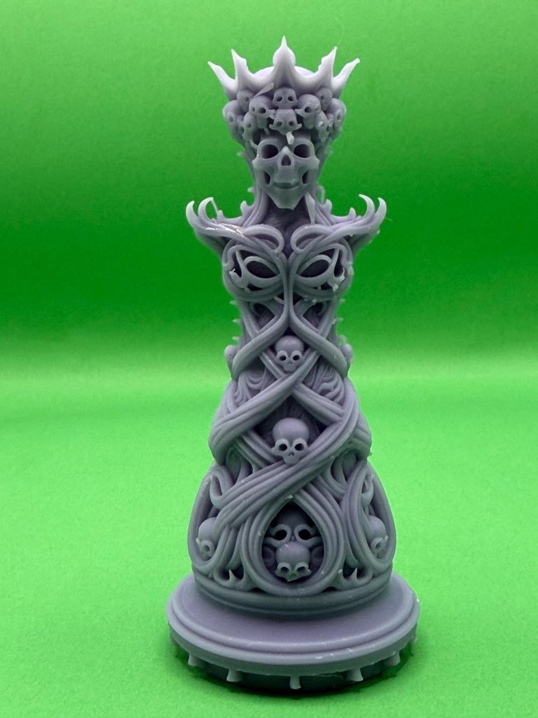 Gothic Skull Chess Set 3D Printed | 32 Piece Dark Fantasy Chess Pieces | DnD Necromancer Decor Gift | 29flo - Border3d