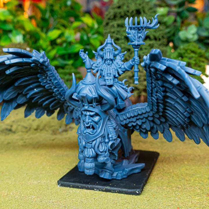 Great Sorcerer of Marduk on Lamassu Miniature | Sons of Marduk Centerpiece Hero 28mm 32mm 3D Printed DnD RPG | Highlands - Border3d