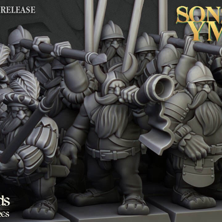 "Highlands Miniatures Dwarfs Pikeman unpainted miniatures showcase Border3D LLC"