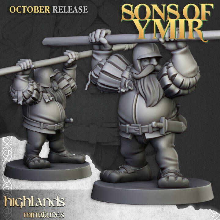 "Highlands Miniatures Dwarfs Pikeman unit comparison showcase Border3D LLC"