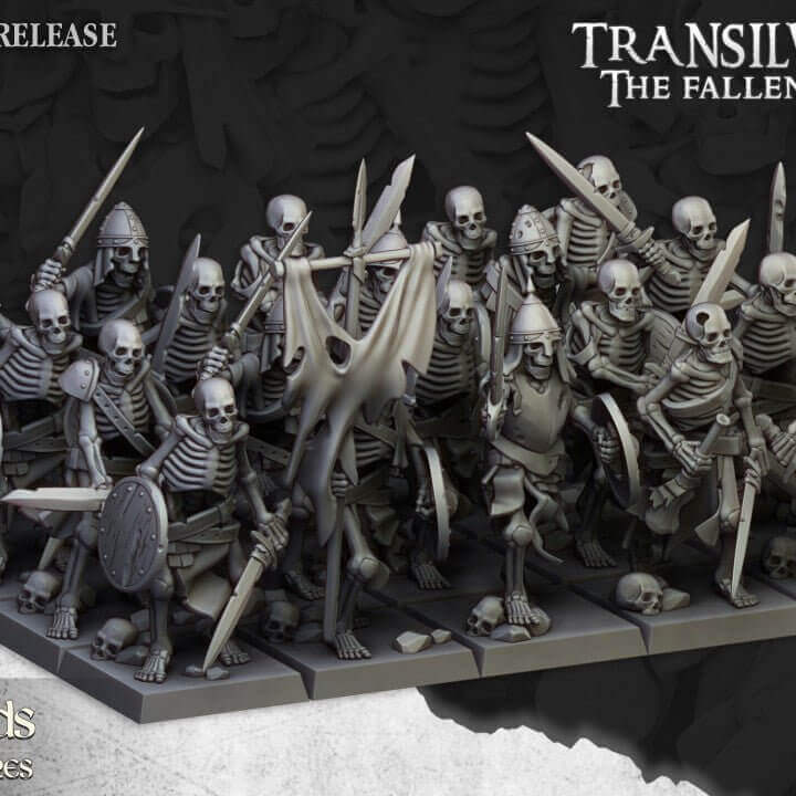 "Highlands Miniatures Skeleton Warriors battle formation display Border3D LLC"