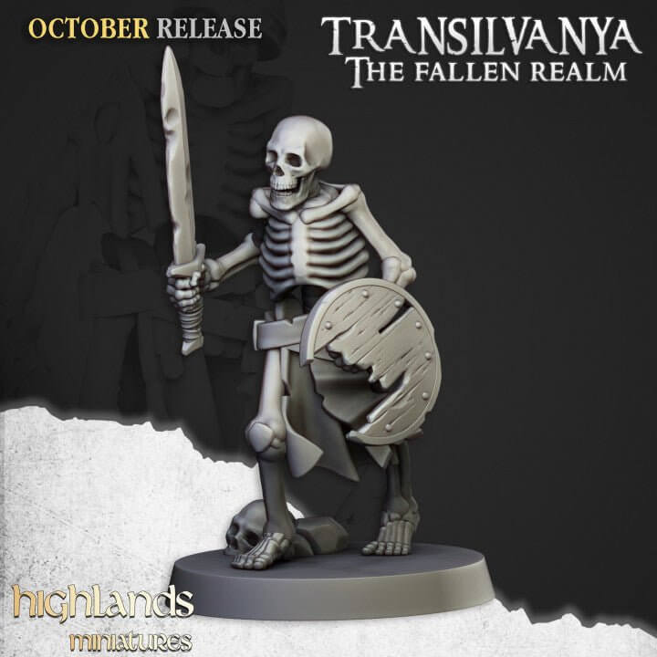 "Highlands Miniatures Skeleton Warriors unpainted miniatures display Border3D LLC"