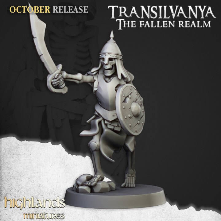 "Highlands Miniatures Skeleton Warriors full regiment display Border3D LLC"