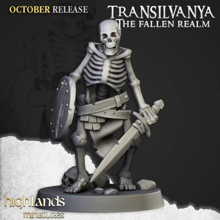 "Highlands Miniatures Skeleton Warriors Highland aesthetic details Border3D LLC"