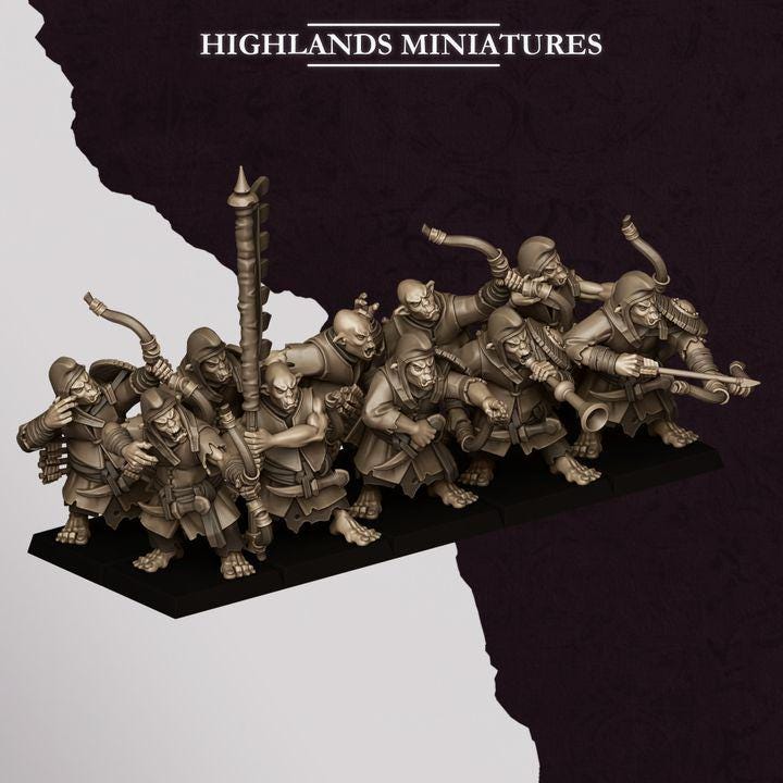 Hobgoblin Archers Miniatures | Sons of Marduk Ranged Infantry Unit 28mm 32mm 3D Printed DnD RPG Wargaming | Highlands Miniatures - Border3d