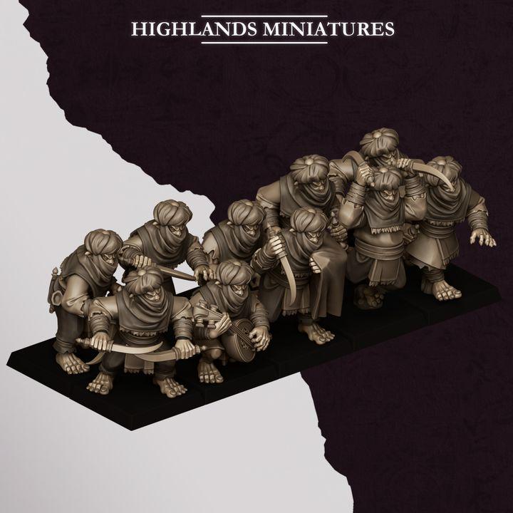 Hobgoblin Backstabbers Miniatures | Sons of Marduk Assassin Unit 28mm 32mm 3D Printed DnD RPG Wargaming | Highlands Miniatures - Border3d