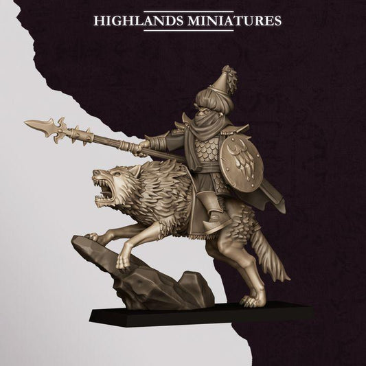 Hobgoblin Hero on Wolf Miniature | Sons of Marduk Mounted Captain 28mm 32mm 3D Printed DnD RPG Wargaming | Highlands Miniatures - Border3d
