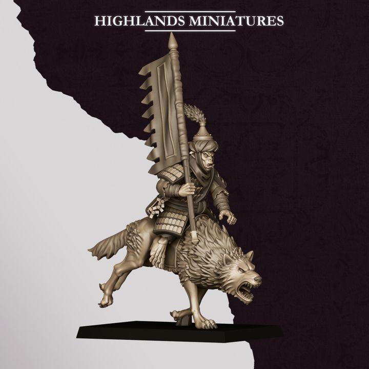 Hobgoblin Riders Wolf Cavalry Miniatures | Sons of Marduk Modular Hand Weapon Bow 28mm 32mm 3D Printed DnD RPG | Highlands - Border3d