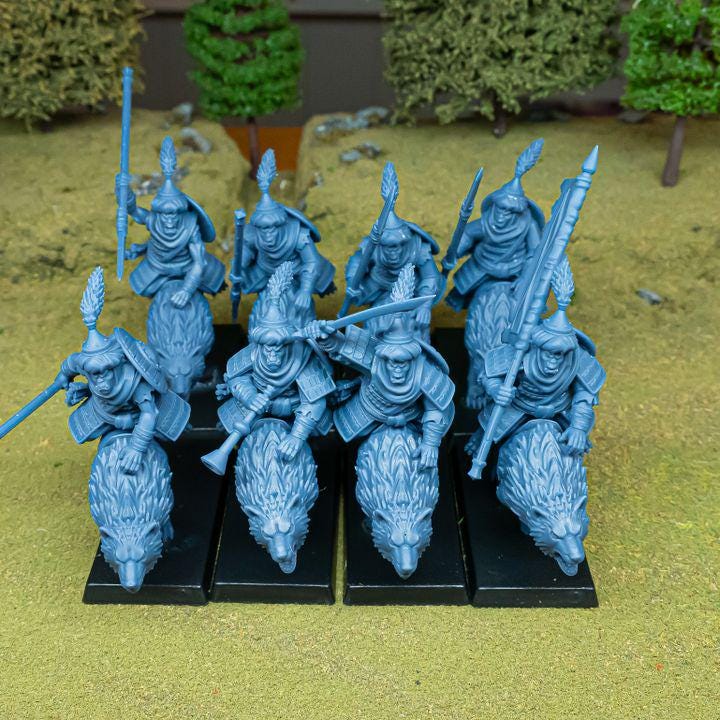 Hobgoblin Riders Wolf Cavalry Miniatures | Sons of Marduk Modular Hand Weapon Bow 28mm 32mm 3D Printed DnD RPG | Highlands - Border3d