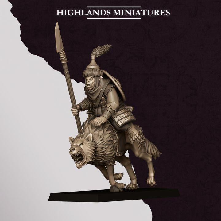 Hobgoblin Riders Wolf Cavalry Miniatures | Sons of Marduk Modular Hand Weapon Bow 28mm 32mm 3D Printed DnD RPG | Highlands - Border3d