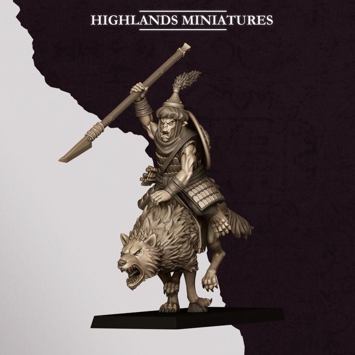 Hobgoblin Riders Wolf Cavalry Miniatures | Sons of Marduk Modular Hand Weapon Bow 28mm 32mm 3D Printed DnD RPG | Highlands - Border3d