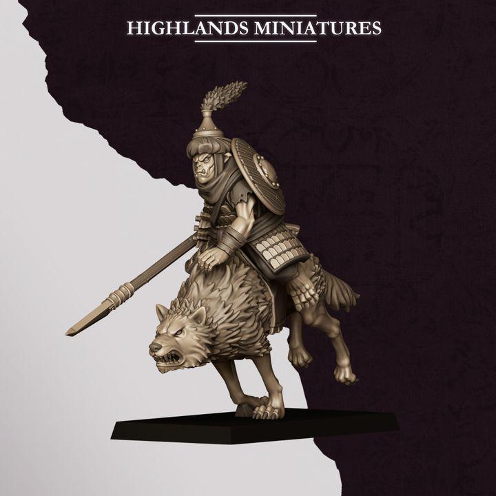 Hobgoblin Riders Wolf Cavalry Miniatures | Sons of Marduk Modular Hand Weapon Bow 28mm 32mm 3D Printed DnD RPG | Highlands - Border3d