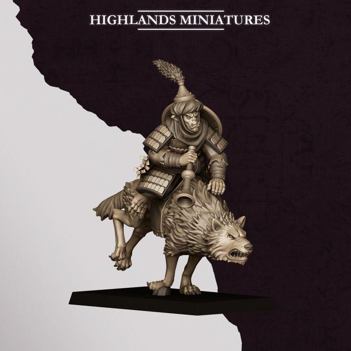 Hobgoblin Riders Wolf Cavalry Miniatures | Sons of Marduk Modular Hand Weapon Bow 28mm 32mm 3D Printed DnD RPG | Highlands - Border3d