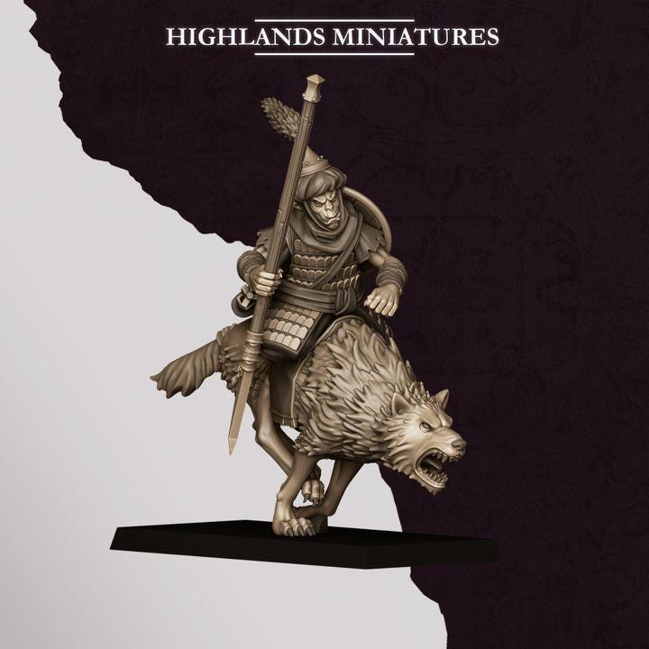 Hobgoblin Riders Wolf Cavalry Miniatures | Sons of Marduk Modular Hand Weapon Bow 28mm 32mm 3D Printed DnD RPG | Highlands - Border3d