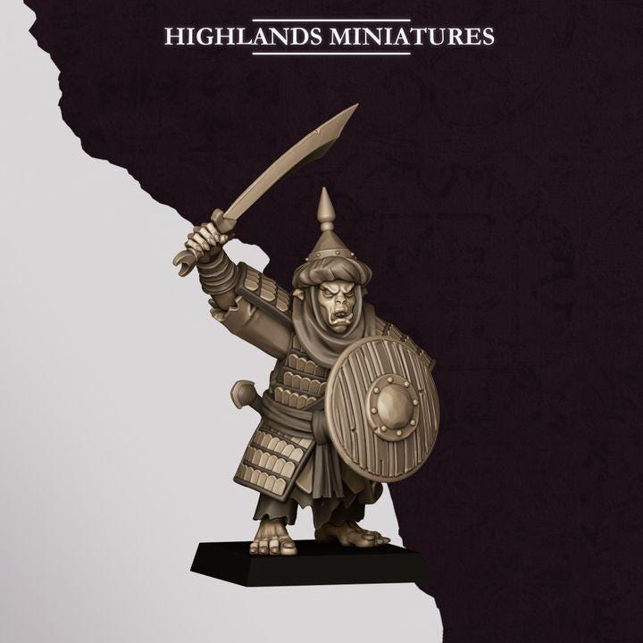 Hobgoblin Riders Wolf Cavalry Miniatures | Sons of Marduk Modular Hand Weapon Bow 28mm 32mm 3D Printed DnD RPG | Highlands - Border3d