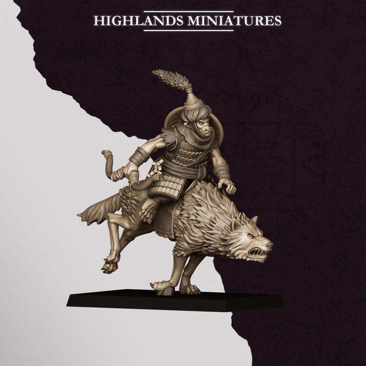 Hobgoblin Riders Wolf Cavalry Miniatures | Sons of Marduk Modular Hand Weapon Bow 28mm 32mm 3D Printed DnD RPG | Highlands - Border3d