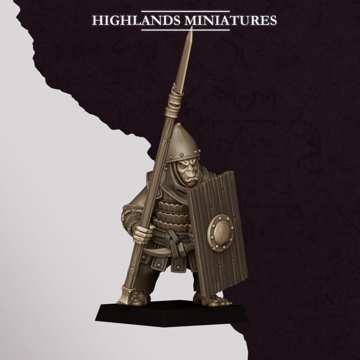 Hobgoblin Spearmen Miniatures | Sons of Marduk Infantry Unit 28mm 32mm 3D Printed DnD RPG Wargaming | Highlands Miniatures - Border3d
