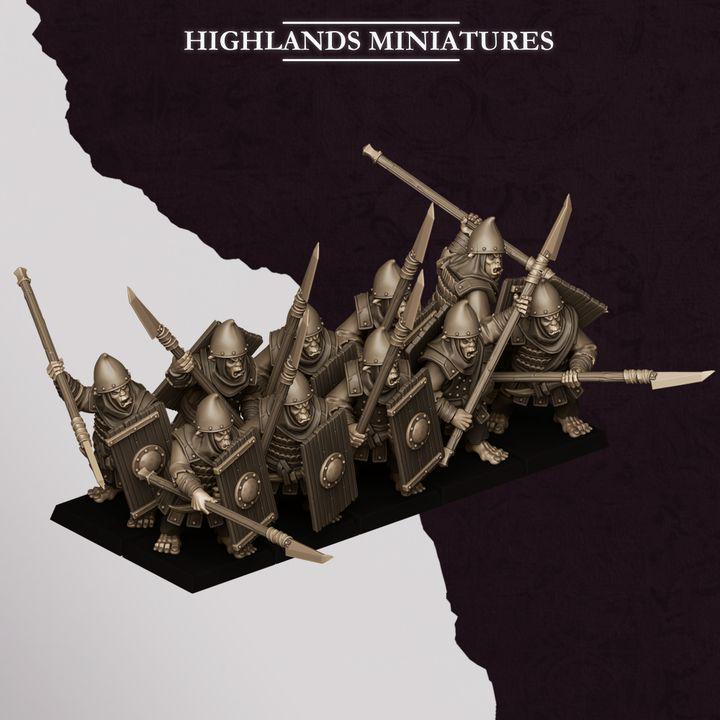 Hobgoblin Spearmen Miniatures | Sons of Marduk Infantry Unit 28mm 32mm 3D Printed DnD RPG Wargaming | Highlands Miniatures - Border3d