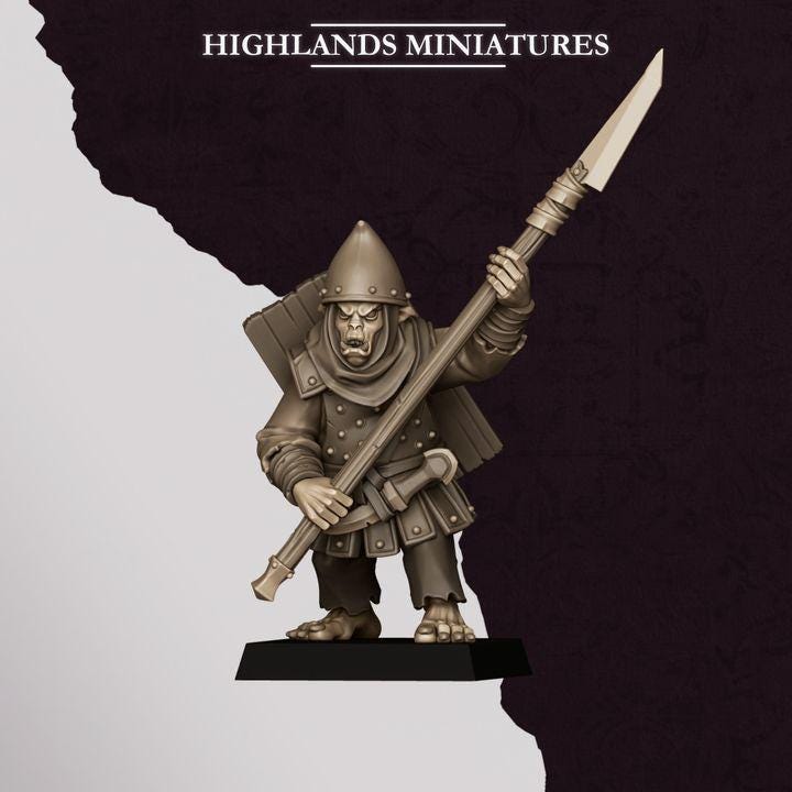 Hobgoblin Spearmen Miniatures | Sons of Marduk Infantry Unit 28mm 32mm 3D Printed DnD RPG Wargaming | Highlands Miniatures - Border3d