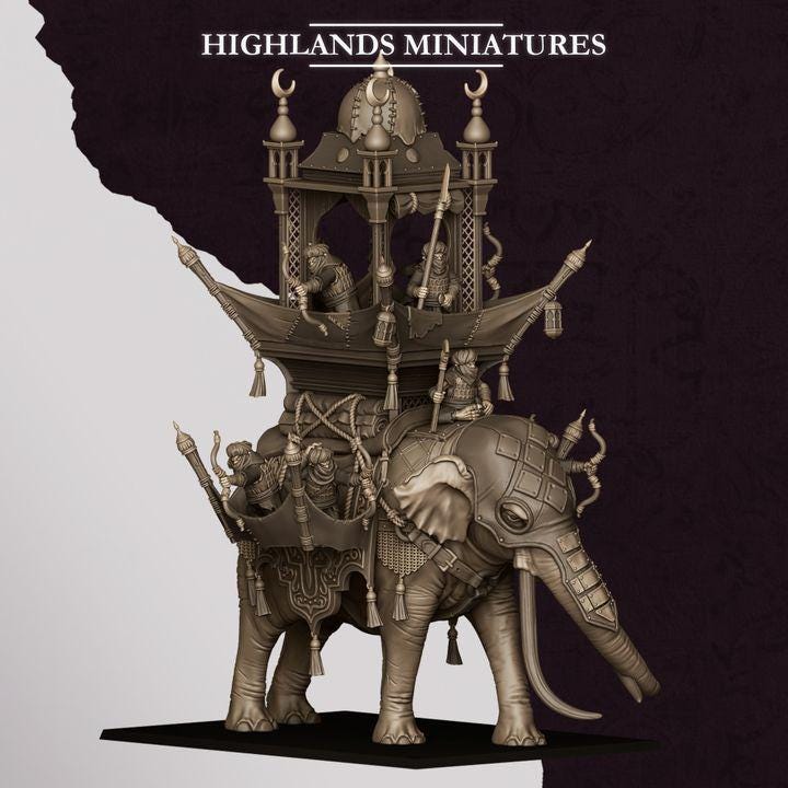 Hobgoblin War Elephant Miniature | Sons of Marduk War Beast Centerpiece 28mm 32mm 3D Printed DnD RPG Wargaming | Highlands Minis - Border3d