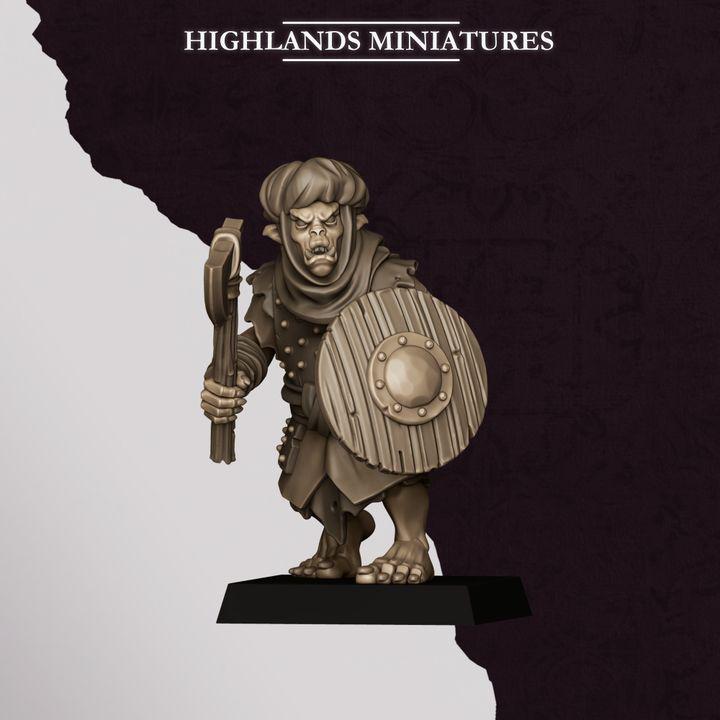 Hobgoblin Warriors Miniatures | Sons of Marduk Infantry Unit Hand Weapon Shield 28mm 32mm 3D Printed DnD RPG | Highlands Miniatures - Border3d