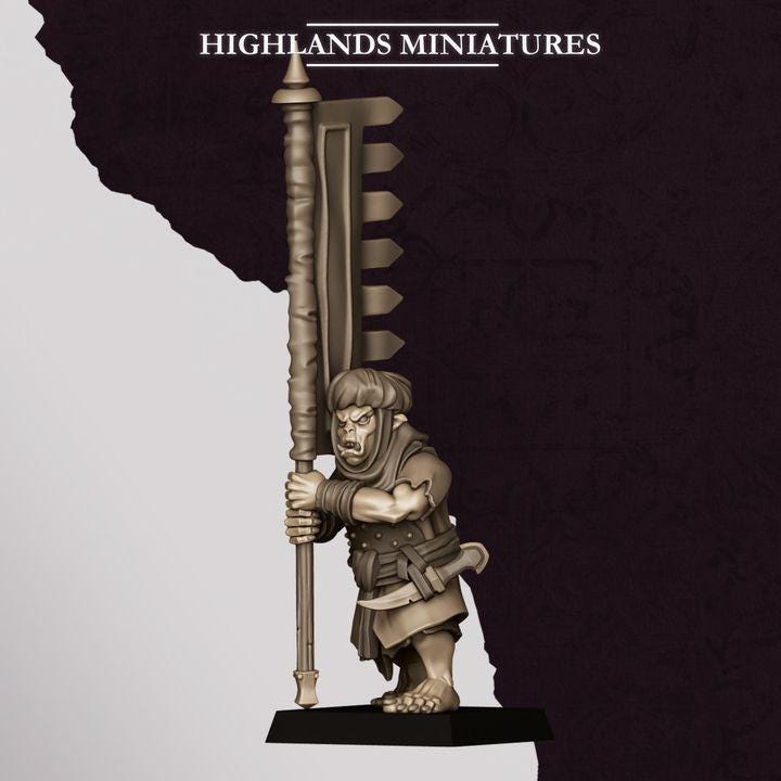 Hobgoblin Warriors Miniatures | Sons of Marduk Infantry Unit Hand Weapon Shield 28mm 32mm 3D Printed DnD RPG | Highlands Miniatures - Border3d